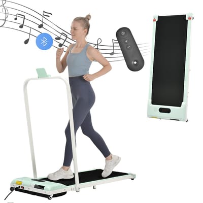 Sweiko 2 in 1 Loopband voor Thuis, Groen, Afstandsbediening Loopband 1-6 km/h Snelheid met LED Display, Bluetooth Speaker&Phone Mount, Loopband voor Thuis, Kantoor, Gemakkelijk om te vouwen, Montage Fre