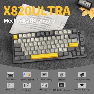 Ultra Mechanisch Toetsenbord met TFT-scherm en RGB-achtergrondverlichting - 75% ANSI, Hot-swap, Draadloos en Bedraad