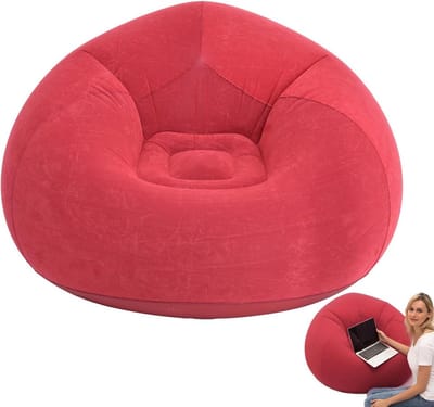 Opblaasbare Zitzak - Luchtstoel Lounge - Ontspannen Zitten - Ergonomisch Design - 110 x 110 x 85 cm - Rood