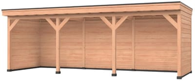 Douglas overkapping, 750 x 250, Met achterwand en twee zijwanden, Westwood Comfort Basic