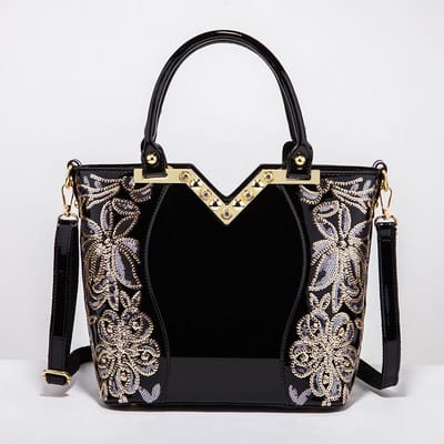 WTEMPO Dames Mode Handtassen Borduurwerk Pu Leer Schoudertas Dames Elegante Feesttassen None