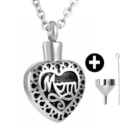 Ashanger - Hart - Moeder - Mama - Assieraad - As Ketting - incl Verstelbare Ketting 46 - 52cm en vulsetje - 316L Edelstaal