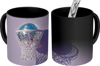 Magische Mok - Foto op Warmte Mokken - Koffiemok - Discobal - Basketbalring - Grafisch - Magic Mok - Beker - 350 ML - Theemok