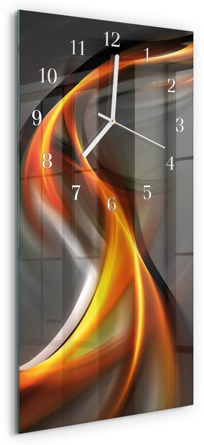 Tulup Wandklok - Abstractie Wandklok Glas Decoratie - 30x60 cm - Veelkleurig Gekleurde Glazen Klok - Witte Handen - Rechthoekige Wandklok - Wandklok Glas Decoratie - Gekleurde Glazen Klok