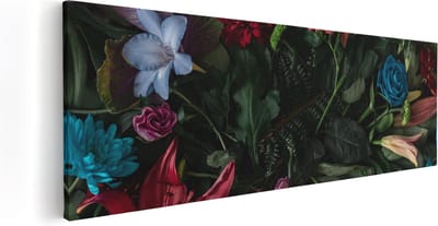 Artaza Canvas Schilderij Bloemen Stilleven - 60x20 cm - Wanddecoratie Woonkamer - Muurdecoratie Botanisch - Kamer Accessoires