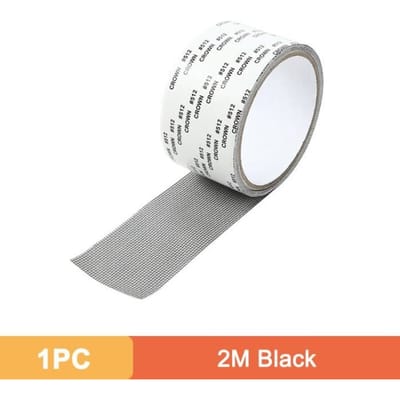 Ruban de réparation de moustiquaire auto-adhésif pour fenêtre, joint de ruban en treillis métallique - 1 pièce Noir 5X200cm