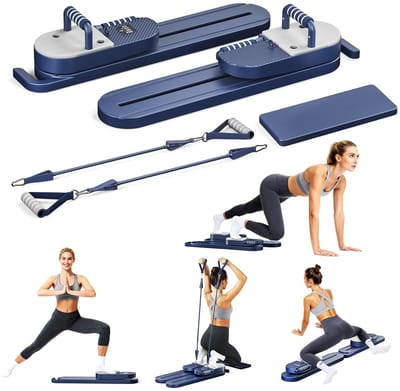 Velori Pilates Bord Opvouwbaar - Multifunctionele Ab Trainer - Buikspiertrainer met Weerstandsbanden - Pilates Set - Fitnessapparaat met LED Display - 150 kg