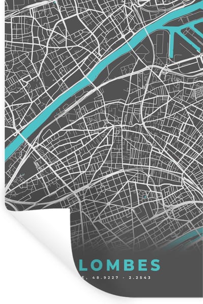 Muurstickers - Sticker Folie - Colombes - Kaart - Stadskaart - Plattegrond - Frankrijk - 20x30 cm - Plakfolie - Muurstickers Kinderkamer - Zelfklevend Behang - Zelfklevend behangpapier - Stickerfolie