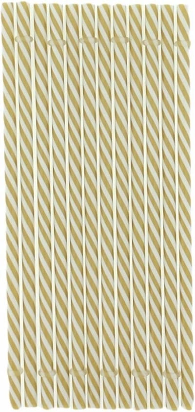 Herbruikbare drinkrietjes - 23 cm - Ø 8mm - Goud/Wit - 24 stuks
