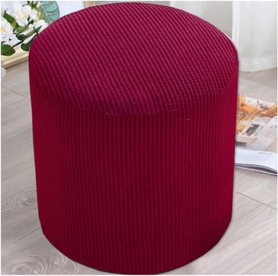 Poef Hoes - Kruk Overtrek - Meubels Beschermen - Zacht Stretch Materiaal - 30x40 cm - Rood