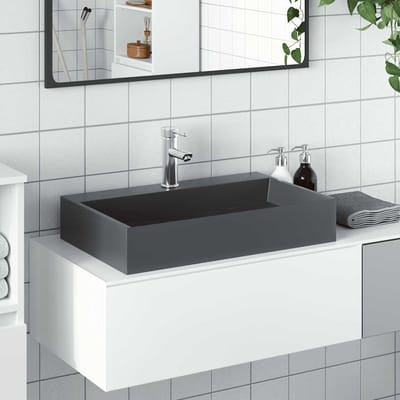 vidaXL - Wastafel - 60x38x11 - cm - mineraal - gegoten/marmer - gegoten - antraciet