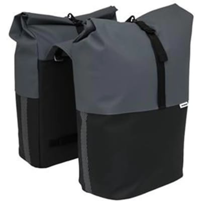 New Looxs Nyborg Double - Dubbele Fietstas - Geschikt voor Electrische Fietsen - Waterdicht Polyester - 34 Liter - Zwart & Donker Grijs