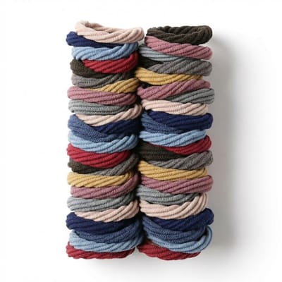 Set van 50 gekleurde haar elastiekjes – zachte textiel haar elastiek – mix van kleuren – haar accessoire dames en meisjes – sterke elastische haar banden