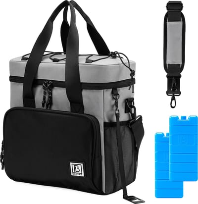Brisby 4 Laags Geïsoleerde Koeltas - Lunchtas 15 liter - Zwart Grijs