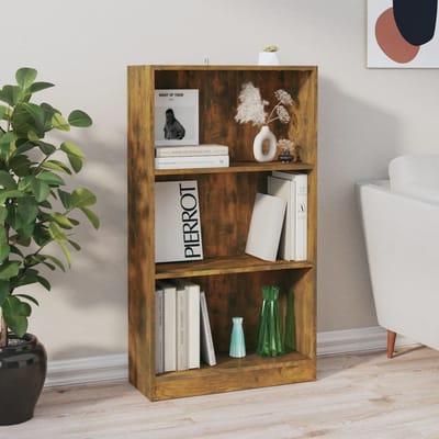 vidaXL - Boekenkast - 60x24x109 - cm - bewerkt - hout - gerookt - eikenkleurig