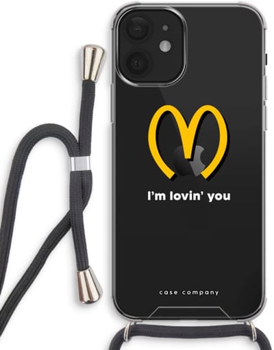 Case Company® - Hoesje met koord geschikt voor iPhone 12 hoesje met Koord - I'm lovin' you - Telefoonhoesje met Zwart Koord - Bescherming aan alle Kanten en Over de Schermrand