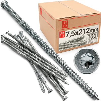 LUN FIX - Raamframe schroef 7,5x212mm - 100 stuks - verzonken kop - vensterraam schroeven