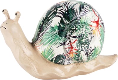 Slak Modern Tropical Art 12 cm hoog - polyresin - polystone - hoogkwalitatieve kunststof - decoratiefiguur - interieur - accessoire - voor binnen en buiten - cadeau - geschenk - tuinfiguur - tuinbeeldje - tuindecoratie