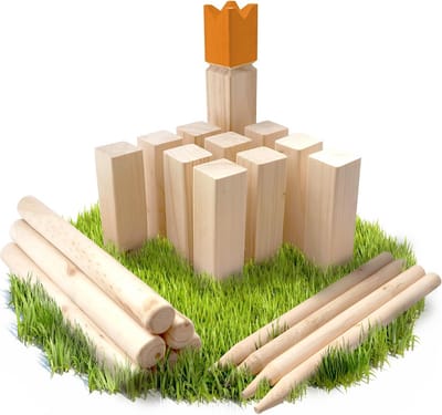 Dailygoods - Kubb Gold - Origineel Scandi Viking werpspel voor buiten