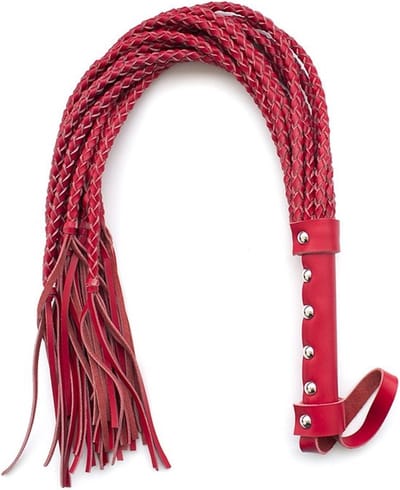 Nooitmeersaai - Gevlochten leren BDSM zweep rood - 80 cm