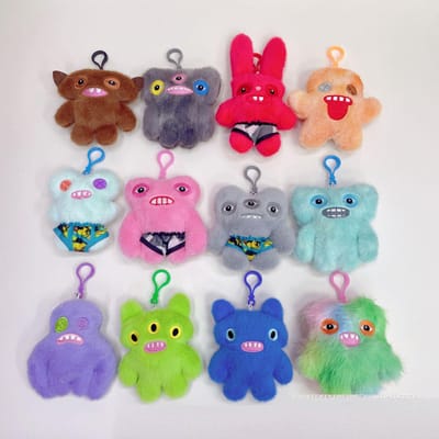 2 stuks/partij 10 cm schattige cartoon tandmonster pop sleutelhanger lelijk-schattig monster grappig pluche speelgoed hangers cadeaus blue