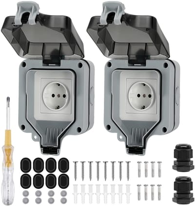 Waterdichte Buitenstopcontacten IP66 met Scharnierdeksel en Indicatorlamp voor Tuin, Garage, Zwembad en Keuken - 16A, Veilig en Duurzaam
