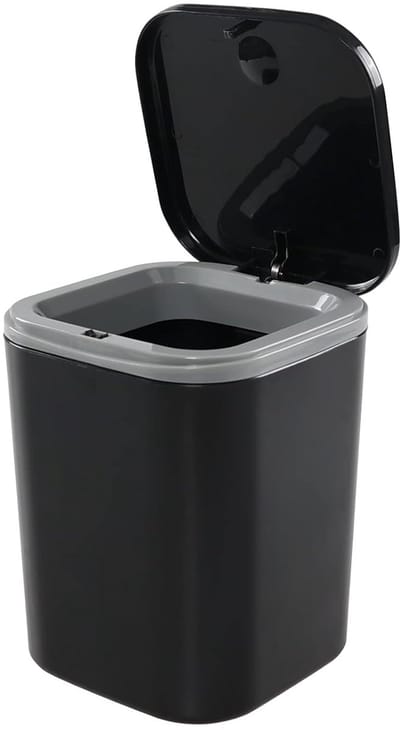 Kleine Prullenbak - Mini Vuilnisbak - Bureau Opruimen - Handige Klep - 0.5 Gallon - Zwart