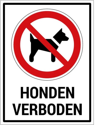 Honden verboden bord met tekst | gecoat dibond materiaal | 20 x 15 cm