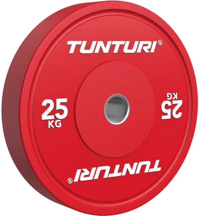 Tunturi Platinum bumperplates - Halter gewichten - Halterschijven - 1x 25kg - Rood