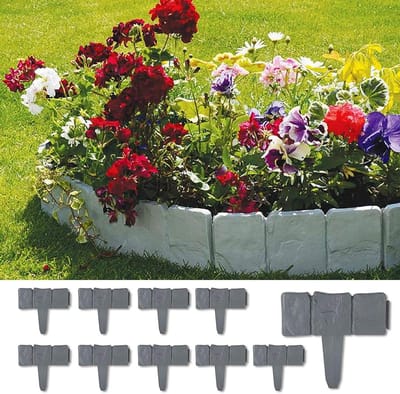 20 stuks gazonrand bedrand grensrand maaikant palissade grond spijkerbed tuin 5M - decoratieve bloemperk afbakening