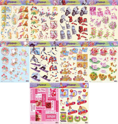 10x 3DA4 Knipvellen - Voor elk wat wils - Maak prachtige kaarten en scrapbook