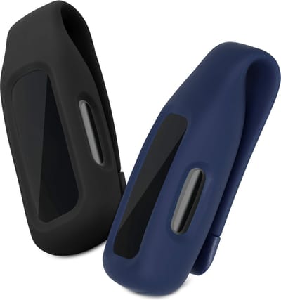 kwmobile 2x Clip Holders for Fitbit Inspire 3 / Inspire 2 / Ace 3 Clip On - Fitness Tracker Case Holder Replacement Set - TPU Silicone Tracker Holder for Sport - Black / Dark Blue