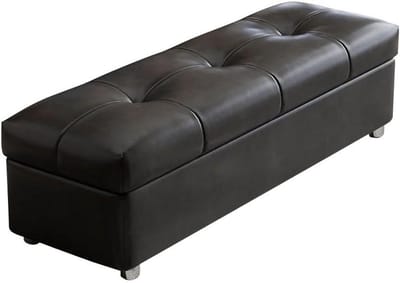 Opbergpoef Bankje - Dekenkist Poef - Ruimte Besparen - Softclose Deksel - 120 cm - Zwart