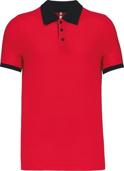 Piqué-herenpolo tweekleurig Kariban Rood/Zwart - 4XL