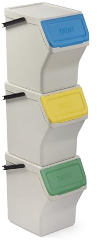Recycling Bins Set 3x20L | Afval Scheidingssysteem | Modules en Stapelbaar Ontwerp | Met Klikdeksel | Handvat | Gerecycled Materiaal