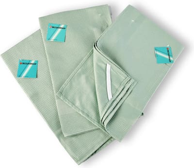 Discountershop Set van 3 Glazendoeken Polierdoeken - Groen - 67cm x 41cm - Voor Polijsten van Glaswerk - 80% Polyester, 20% Polyamide