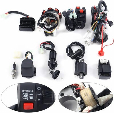 Elektrische Kabelboom - Motoronderdelen Kit - ATV Starten - Complete Set - 8 Polen - Zwart