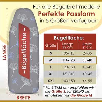 RFWR® Universele strijkplankhoes 120 x 40 cm met warmtereflector en dikke schuimvulling