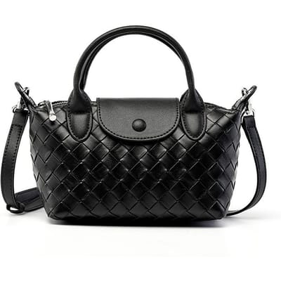 Niche Ontwerp Leren Tas Mode Leer Geweven Dames Tas Dumpling Tas Mobiele Telefoon Tas Crossbody Tas zwart