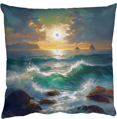 Sierkussens - Kussentjes Woonkamer - 50x50 cm - Zee - Zon - Golven - Rotsen