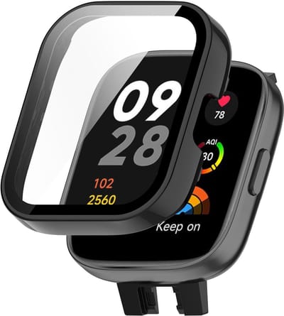 Strap-it TPU case - zwart bescherm hoesje geschikt voor Redmi Watch 3 - zwarte beschermhoes voor Redmi Watch 3