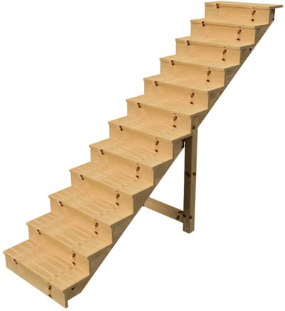 BERLIN Houten Buitentrap - 12 Gesloten Treden 207 cm Hoog - 80 cm Breed