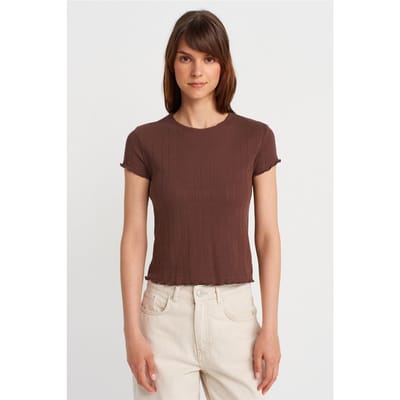 Dames Slim Fit Katoenen Rondhals T-Shirt