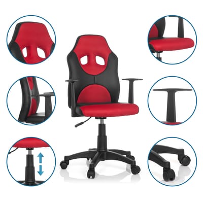 hjh office Kiddy Racer AL - Bureaustoel - Kinder - Zwart / rood