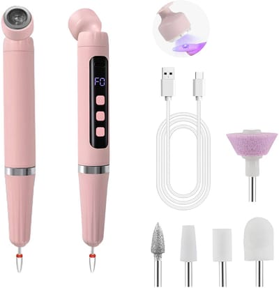 longziming -Elektrische Nagelvijl – 2-in-1 Elektrische Nagelfrees Set met UV-Nagellamp – USB Oplaadbaar – 15.000 RPM – Inclusief 5 Freesbits – Manicure & Pedicure voor Thuis en Salon