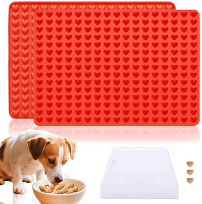 Dailygoods - 2 stuks bakmat, hondenkoekjes, siliconen bakmat met deegschraper, anti-aanbak, bakmatten voor hondenlekkernijen, herbruikbaar, voor doe-het-zelf koekjes, chocolade, ijsblokjes (1,3 cm/255