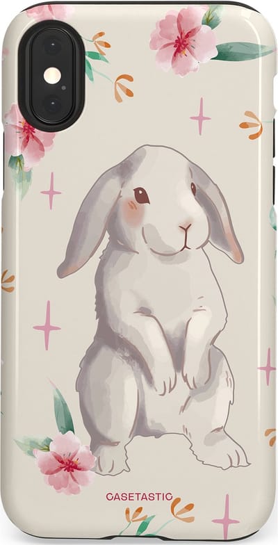 Casetastic Hoesje Geschikt voor Apple iPhone X/Xs - Stijlvolle Beschermende Duo-layer Case - Klein konijntje