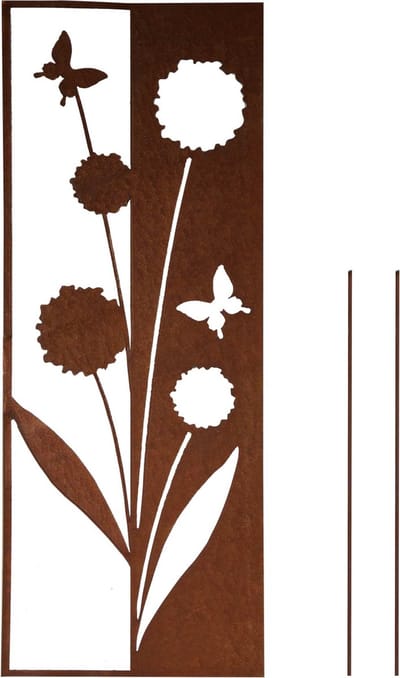 UNUS® Tuinschild met bloemen, design tuindecoratie 82,5x32cm in roestlook