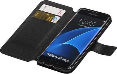 Cross Pattern TPU Bookstyle Hoesje - Wallet Case Telefoonhoesje - Geschikt voor Samsung Galaxy S7 Edge G935F Zwart