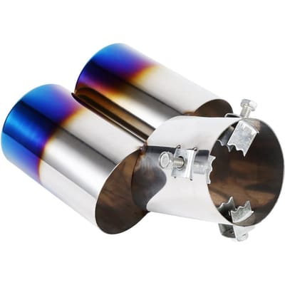 1 Stuks Universeel Roestvrij Staal Auto Achter Dubbele Uitlaten Uitlaatdemper Eindpijp Tip Eindpijp gray